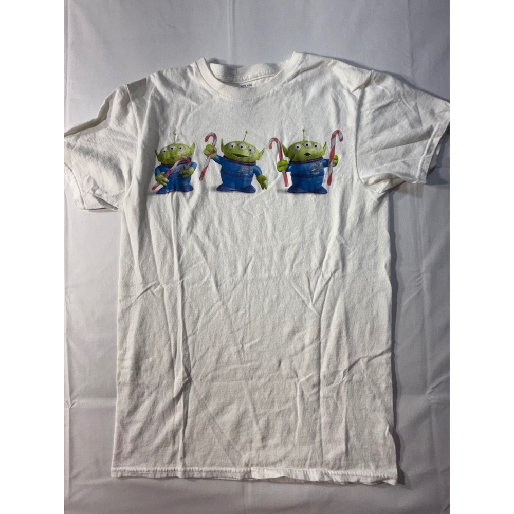 Disney Toy Story Alien Christmas T-Shirt Mens Small White Holiday Graphic Tee